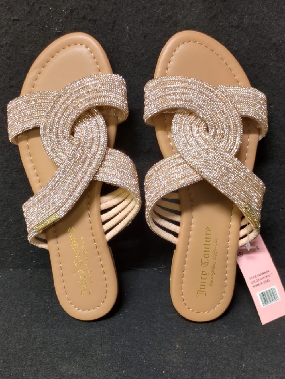 Juicy Couture Metallic Rose Gold Knotted Slide Sandals - Picture 2 of 5